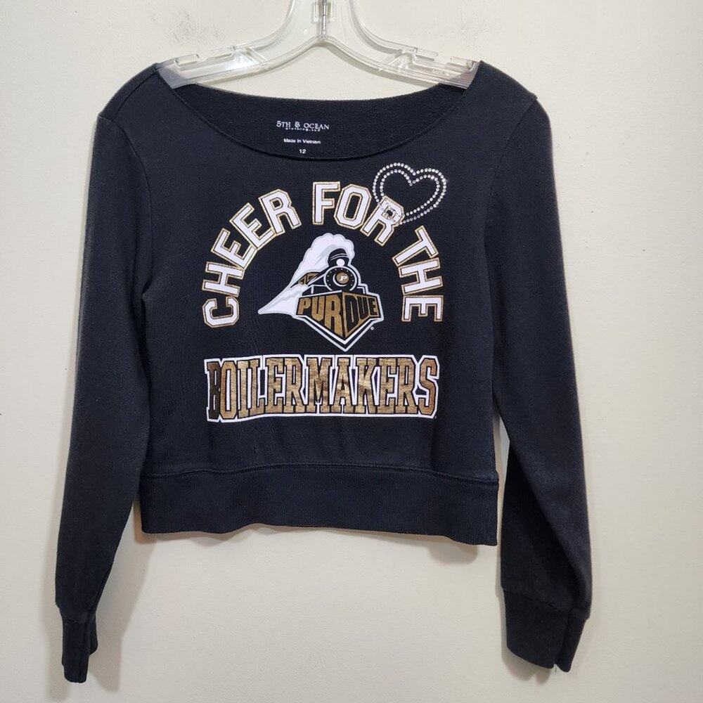 5th & ocean cheer for the‎ Purdue Boilermakers jeweled sweatshirt girls size 12